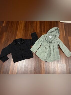Girls Old Navy Art Class spring jacket coat black green lightweight small 6 6x 7